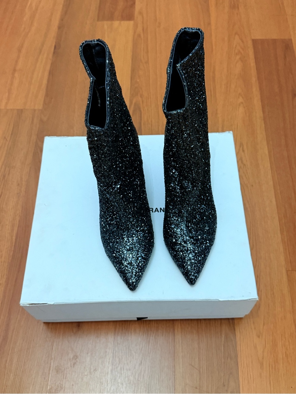 Isabel Marant Black Glitter Pointed Ankle Boots